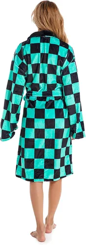 Vista 3 de Demon Slayer Kimono Albornoz Albornoz Franela Invierno Cuello Salón Chal Pijamas Ropa de Dormir para Hombres Mujeres