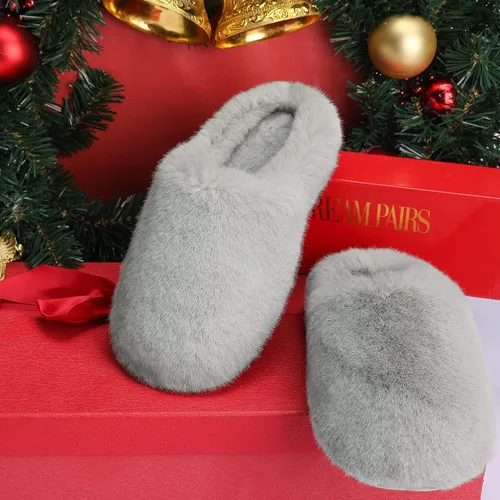 Vista 2 de DREAM PAIRS Pantuflas de invierno de felpa para mujer, para interiores y exteriores