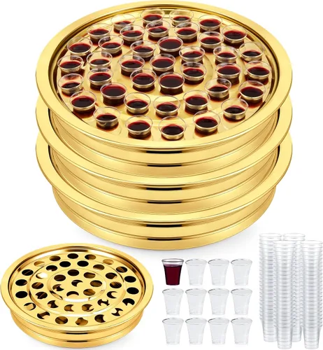 Vista 12 de Zhehao - 1 bandeja de comunión con cáliz desechables para suministros de iglesia, cada juego de suministros de comunión de 40 agujeros, bandejas