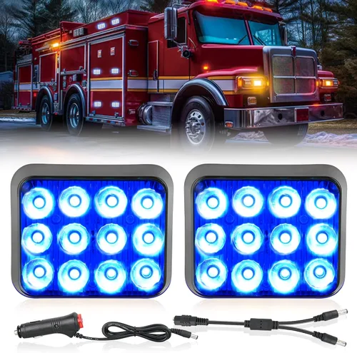Vista 13 de Nilight Luces estroboscópicas magnéticas inalámbricas, 2 unidades, 12 luces LED ámbar de advertencia de emergencia, 18 patrones de destello