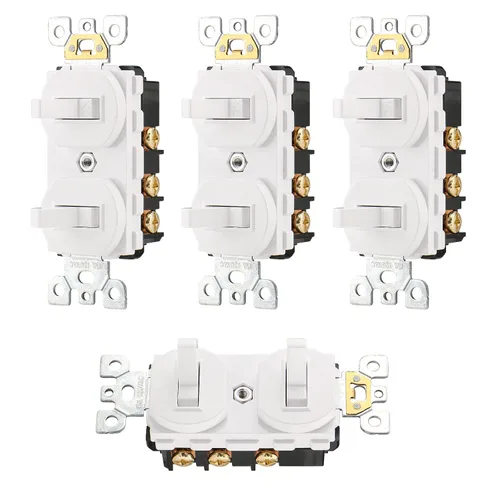 Vista 10 de Wengart Interruptor de Luz de Doble Palanca, 15 Amperios AC120 Voltios, Interruptor de Pared Eléctrico de Grado Residencial, Ideal para Hogar