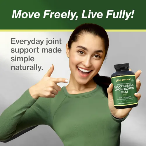 Vista 6 de Life's Fortune Triple Strength Glucosamax - Suplemento de glucosamina premium, condroitina y MSM de 1000 mg con vitamina C para comodidad