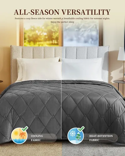 Vista 3 de L'AGRATY Manta con peso de tamaño Queen para adultos de 15 libras, 60 x 80 pulgadas, manta fresca y transpirable con cuentas de vidrio para dormir