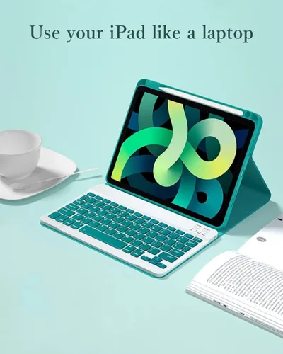 Vista 4 de Funda de teclado compatible con iPad de 9ª/8ª/7ª generación de 10.2 pulgadas 2021/2020/2019, iPad Air de 10.5 pulgadas de 3ª generación/iPad Pro