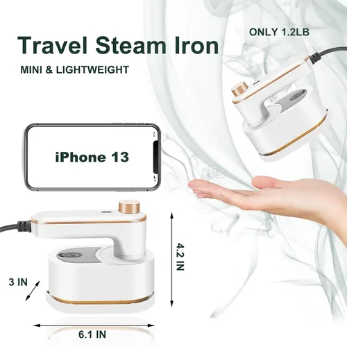 Vista 6 de Mini vaporizador de ropa vapor hierro 2 en 1 Rotatable 180 grados Handheld Steam Iron (Blanco)