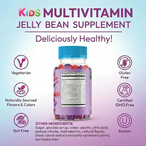 Vista 7 de Human Beanz Gomitas multivitamínicas con zinc para niños, suplementos dietéticos de apoyo inmunológico, vegetariano, 120 granos de gelatina Berry