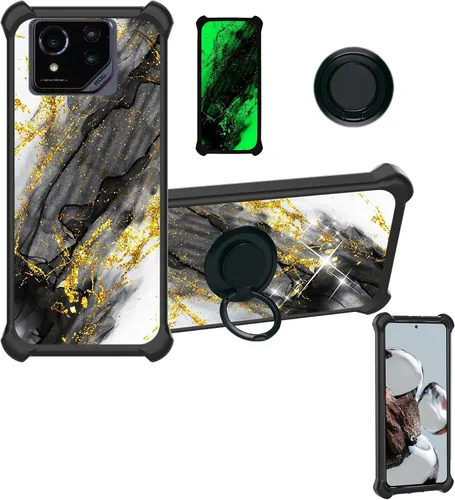 Vista 16 de Aroepurt Cricket Ovation 2 - Funda compatible con AT&T Maestro Max (2021) [PC duro + silicona suave] [purpurina dorada + luminosa] JSH-HDL