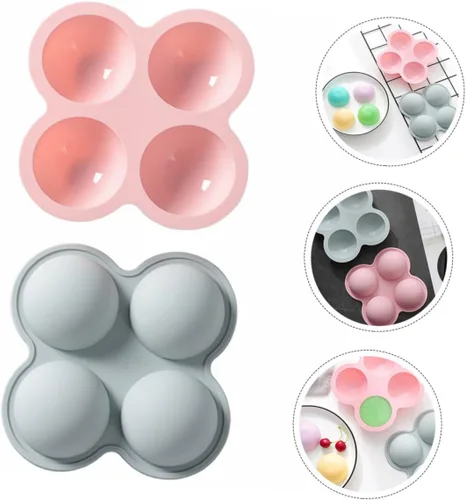 Vista 8 de Paquete de 2 moldes de silicona semicirculares para pasteles fáciles de usar para proyectos de horneado de bricolaje