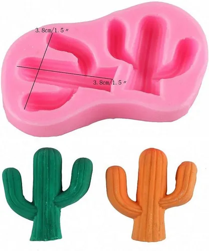 Vista 3 de Juego de 2 moldes de silicona para cactus, moldes para cactus MoldFun para fondant, pasta de goma, chocolate, dulces, velas