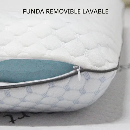 Vista 4 de Almohada de espuma viscoelástica, almohada de cama ventilada estándar con funda lavable, refrescante, ortopédica, soporte de cuello y hombros