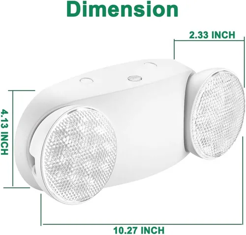 Vista 2 de OSTEK Accesorios de iluminación LED de salida de emergencia con dos cabezales, luz de emergencia LED integrada ajustable estándar de EE. UU.
