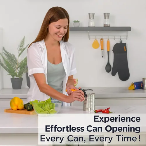 Vista 2 de Deiss Abrelatas profesional resistente, borde liso manual, abrelatas de mano con mango suave al tacto, abrelatas de seguridad a prueba de óxido