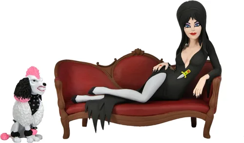 Vista 4 de NECA - Juego de figuras de acción de Elvira on Couch (Toony Terrors) de 6 pulgadas en caja