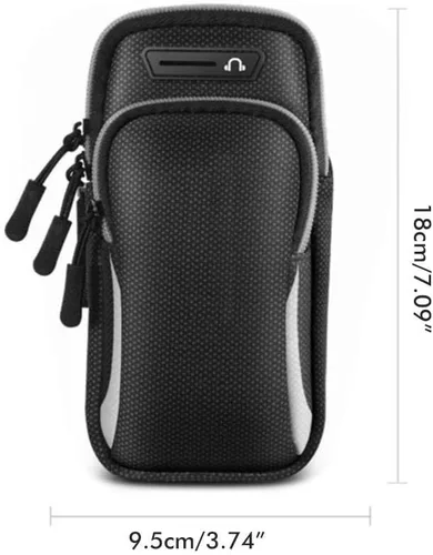 Vista 3 de Fitness Arm Band, Water Proof Phone Holder for Running and Workouts with Secure Pocket Design, Adjustable Sports Strap (Black)