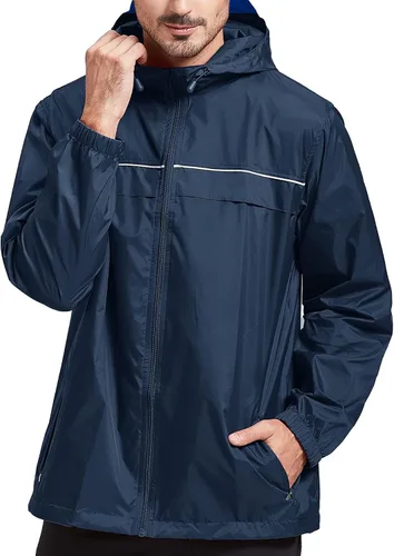 Vista 58 de SWISSWELL Chaqueta impermeable para hombre, rompevientos, ligera con capucha para uso diario casual