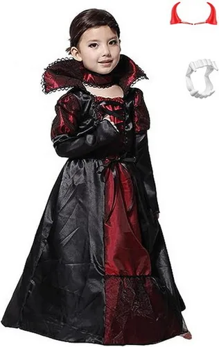 Vista 2 de Brcus Disfraces de Halloween de vampiro real para niñas, juego de rol, disfraz de cosplay