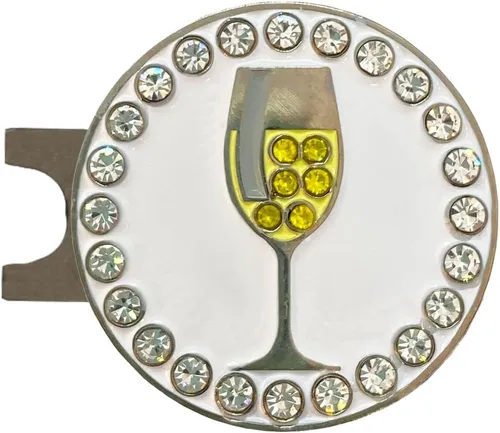 Vista 12 de Giggle Golf Happy Hour Bling Golf Ball Marker with Hat Clip.