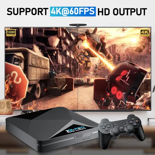 Vista 5 de Kinhank Retro Game Console Super Console X2 Pro Built-in 37000+ Games, Video Game Console Android 9.0/Emuelec 4.6, S905X2 Chip, 4K UHD