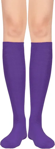 Vista 2 de Calcetines deportivos hasta la rodilla para mujer, para deportes al aire libre, medias altas hasta el muslo, calcetines casuales a rayas