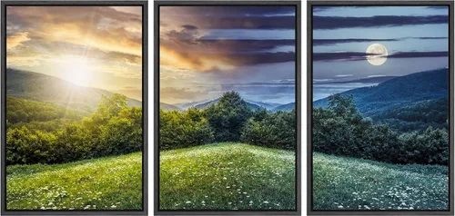 Vista 52 de wall26 Lienzo enmarcado para pared, juego de arte rojo, verde y amarillo, bosque de montaña otoñal, naturaleza, desierto, fotografía, realismo