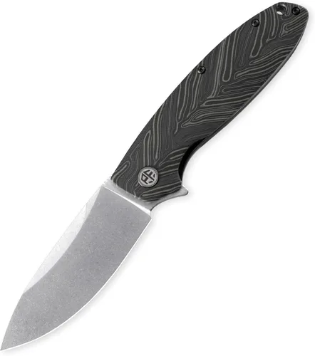 Vista 10 de Petrified fish PFB01 Terra,3.54" D2 Hoja de acero, Micarta Handle Flipper Liner lock Cuchillo plegable (verde)