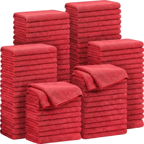 Vista 8 de Preboun Paquete de 300 paños de limpieza de microfibra de 12 x 16 pulgadas, multiusos, reutilizables, lavables, toallas absorbentes para casa, Gris