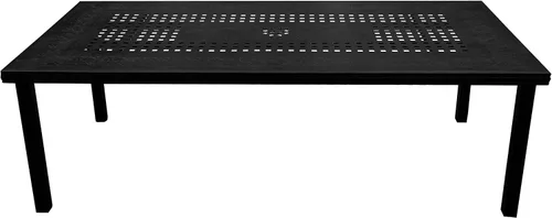 Vista 5 de Oakland Living Mesa de comedor grande rectangular de aluminio negro de 95 pulgadas para exteriores moderna