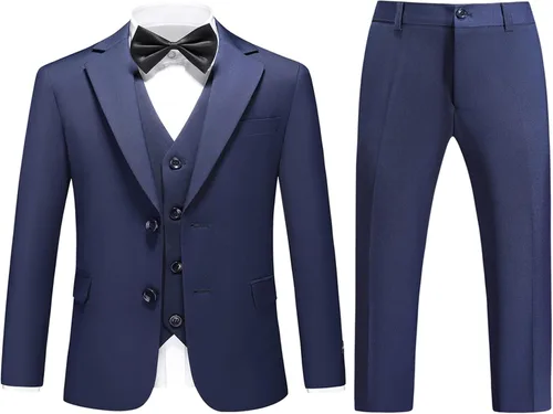 Vista 11 de Boys Suits Slim Fit Formal 3 Piece Kid Wedding Prom Ring Bearer Outfit Negro
