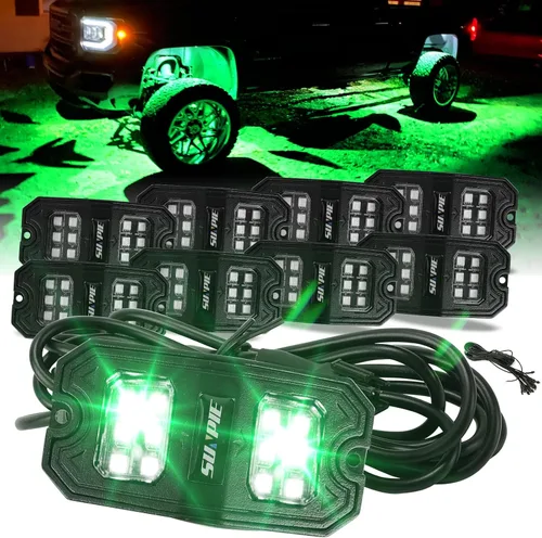 Vista 8 de SUNPIE 8 cápsulas de luz LED de roca ámbar de conexión rápida, 18 chips de ángulo amplio, cables de extensión de 4M para cada luz, almohadillas