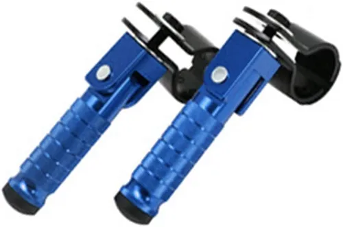 Vista 6 de FSFY - Reposapiés plegables para motocicleta, pedal izquierdo y derecho universal para motocicleta con núcleo de tubo de 1.181 in-1.260 in, azul