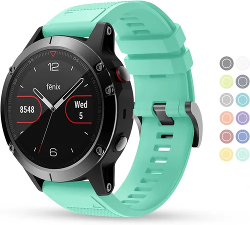 Vista 14 de Correa de reloj compatible con Fenix, correa de reloj Garmin de 0.866 in, silicona suave, repuesto para Fenix 5/5 Plus/6/6 Pro/7/Forerunner Negro