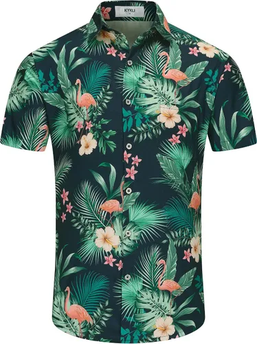 Vista 120 de KYKU - Camisa hawaiana funky para hombre, ropa tropical para vacaciones en Palm Beach