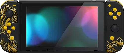 Vista 5 de eXtremeRate Placa trasera para consola Nintendo Switch, NS Joycon controlador de mano carcasa con botones de juego completo, carcasa de bricolaje