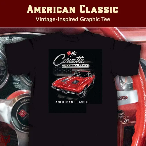 Vista 2 de Camiseta gráfica para hombre, Classic 1963 Stingray - Camiseta Chevy con licencia oficial, regalo para los amantes de los autos deportivos