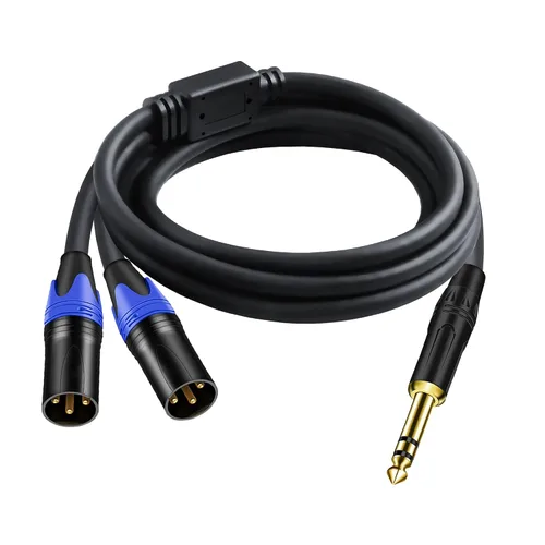 Vista 11 de Doble hembra XLR a 1/4 pulgadas (0.250 in) TRS estéreo macho enchufe Y-Splitter Cable, desequilibrado 2-XLR hembra a cuarto de pulgada adaptador