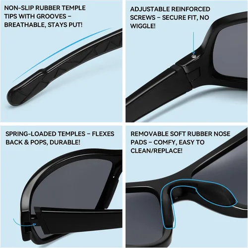 Vista 2 de Dollger Lentes de sol deportivos polarizados para hombres y mujeres, protección UV400, para correr, pesca, ciclismo, conducción, golf