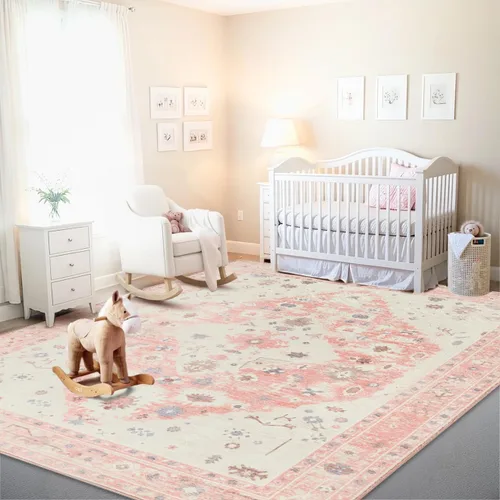 Vista 192 de Istana Alfombra larga antideslizante de 2.5 x 8 para el hogar, para pasillo y cocina, lavable, sedosa y suave al tacto, elegante, color azul y marfil
