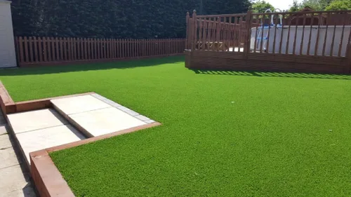 Vista 4 de ¡Nuevo rollo de césped artificial de 15 pies de césped sintético Fescue para mascotas en oferta! ¡Muchos tamaños! (2 muestras de césped de 12" x 12")