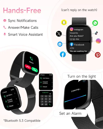 Vista 2 de TOOBUR Reloj inteligente para mujeres y hombres, Alexa integrado, responder/hacer llamadas, reloj de seguimiento de actividad física de 1.83