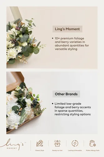 Vista 9 de Ling's moment - Combinación de flores artificiales para boda, beige y sepia, Deluxe Beg-beige y sepia