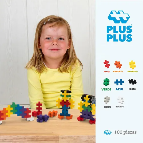 Vista 3 de PLUS PLUS BIG - Set de Juego Abierto - 100 Piezas - Mezcla de Colores Básicos, Juego de Construcción STEM, Piezas de Rompecabezas Grandes