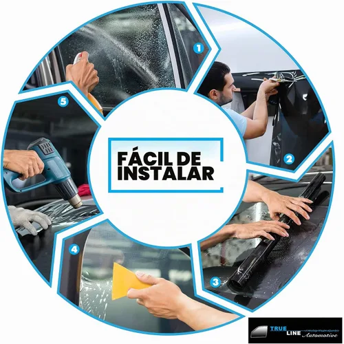 Vista 5 de TRUE LINE Automotive - Película tintada de 2 capas de Nano Carbono para ventanas de coches - 5% de tinte (56 cm x 2,1 m) - Bloquea el 99%