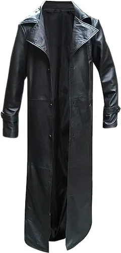 Vista 2 de Vampire Slayer Spike Coat - James Master Trench Coat Hombre - Abrigo largo de invierno de cuero real
