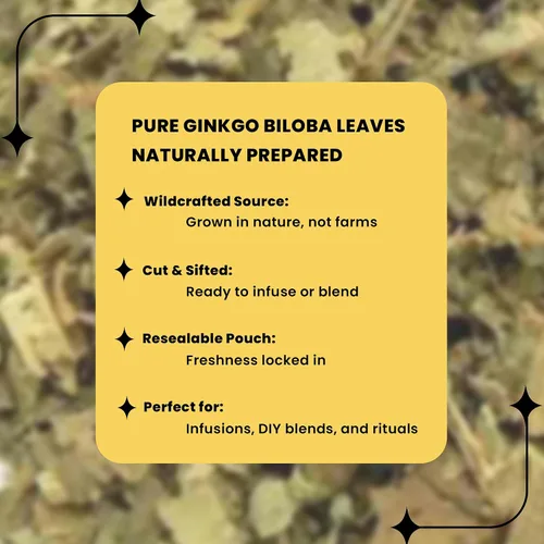 Vista 2 de Herb To Body Hoja de ginkgo cortada y tamizada: 4 onzas, hojas de té de ginkgo biloba silvestre, hojas de ginko biloba para infusiones y extractos