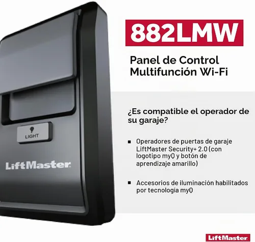 Vista 2 de LiftMaster 882LMW - Solo compatible con los abridores de puerta de garaje Security+ 2.0 LiftMaster - Panel de control de puerta de garaje compatible