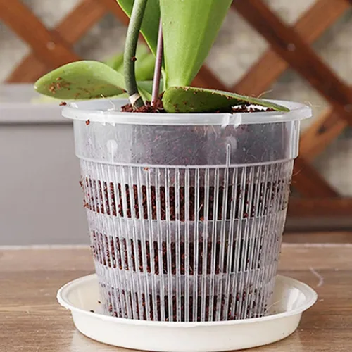 Vista 5 de Breathable Control Root Orchid Plastic Flower Pots with Holes, 3 Pcs