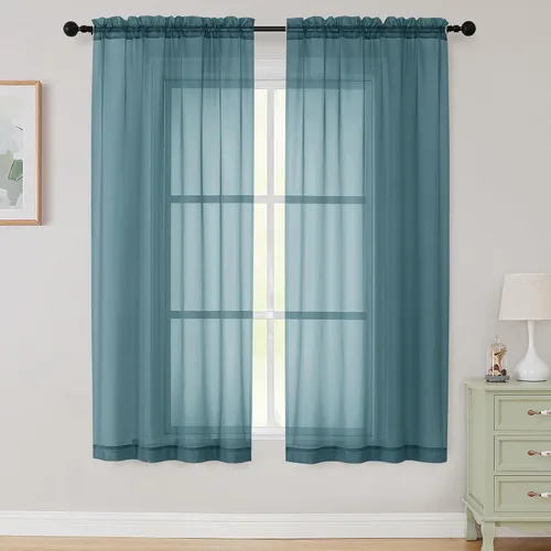 Vista 86 de 2 paneles de cortinas traslúcidas blancas para dormitorio, sala de estar, 96 pulgadas de largo, modernas, suaves, ligeras, con bolsillo para barra