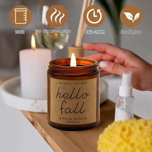 Vista 3 de Lihome Velas de otoño – Decoración de otoño para el hogar, regalos para mujeres, mamá, amiga, cera de soja natural, velas perfumadas de sidra
