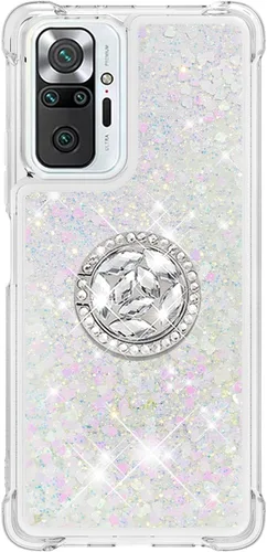 Vista 2 de CCSmall Funda para Xiaomi Redmi Note 10 Pro/Pro Max Glitter Liquid Quicksand, cubierta transparente brillante para teléfono con soporte de anillo