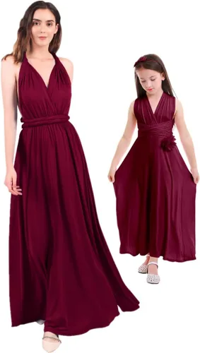 Vista 2 de IWEMEK Mommy and Me - Vestidos a juego para mamá e hija, trajes a juego para mujeres y niñas, convertibles, vestido de boda de múltiples vías